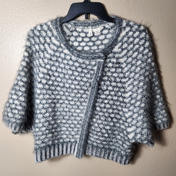 Anthropologie Moth Gray Empyreal Wool/Angora Blend Cropped Shrug Sweater-Size S - Picture 1 of 11
